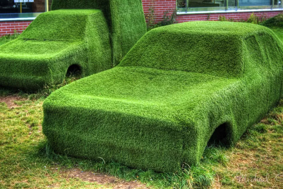 Hedges shaped like cars